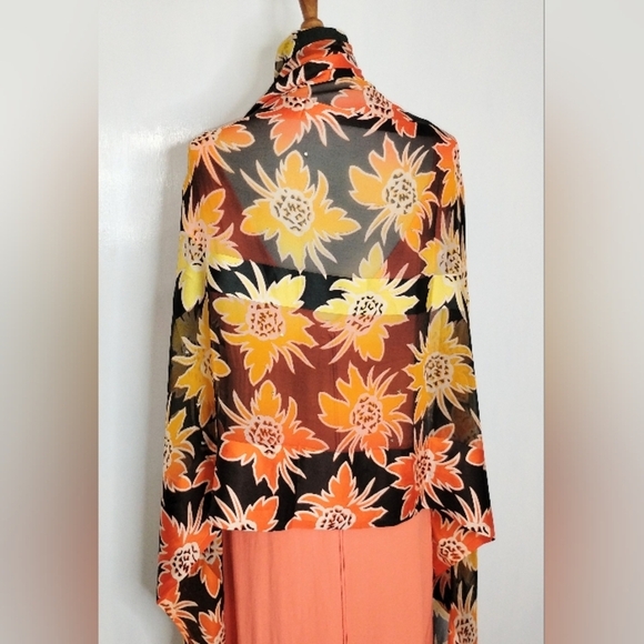 LARGE CHIFFON FAUX JACQUARD WRAP - Picture 3 of 7